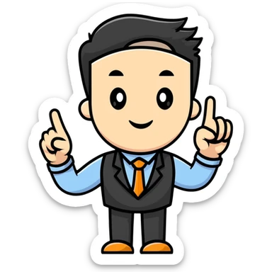 Office worker with index finger raised sticker