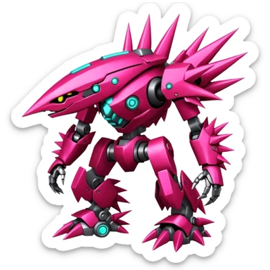 Edgy spiky faulty rue ruby Tropical Futuristic Modern Mecha-Fakémon-hybrid-creature (full body)  sticker