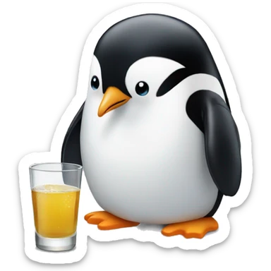 Penguin drinking tequila sticker