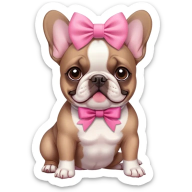 French bulldog with a pink bow sticker
