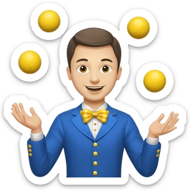 circus juggler zelensky juggling two balls blue and yellow sticker