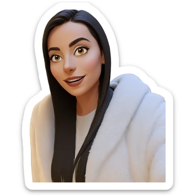 smiling girl by christmas tree sticker