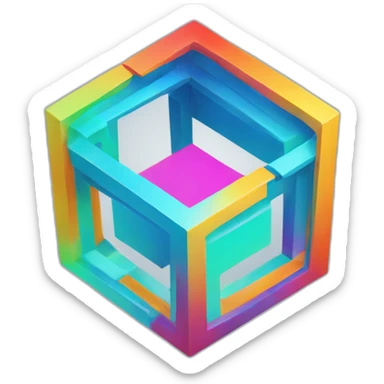 4d tesseract gradient logo hd sticker
