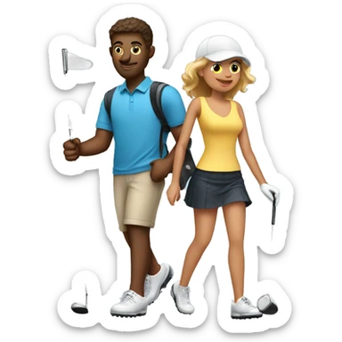 boyfriend that golfs with girlfriend who runs sticker