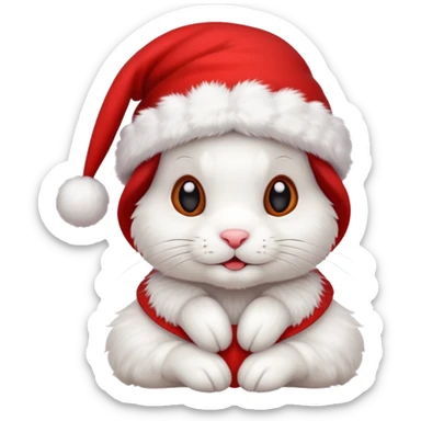 white rabbit in christmas hat sticker