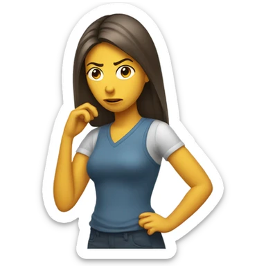 Side eye irritated tucking hair behind ear sticker