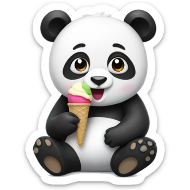 Panda eating ice cream sticker