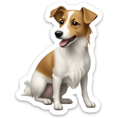 Long haired jack Russel dog, tan colour  sticker