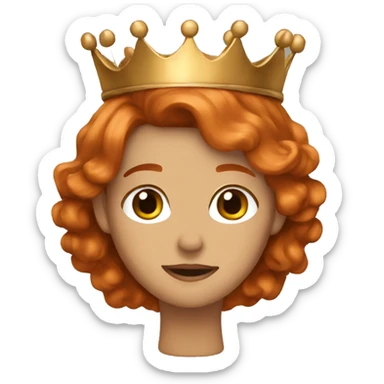 wavy copper hair with a crown sticker