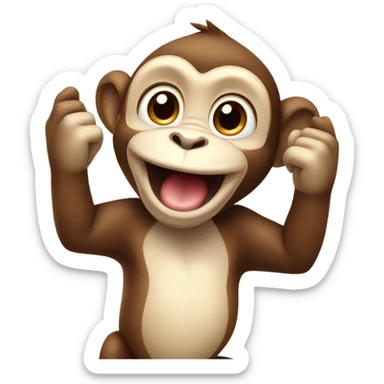 a cute monkey happy and clapping sticker