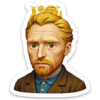 cinematic-realistic-vincent-van-gogh-pop-culture-emoji,-featuring-an-expressive-portrayal-inspired-by-the-legendary-painter-rendered-with-dynamic,-swirling-textures-and-artistic-lighting. sticker