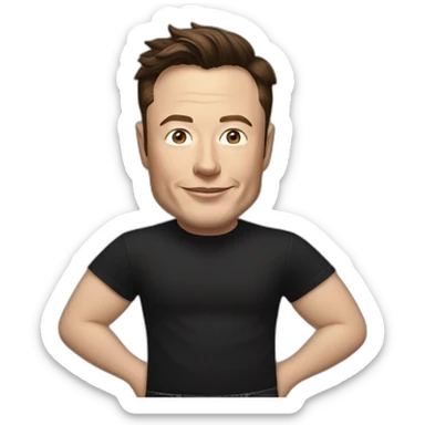Elon musk in black tee and black jeans sticker