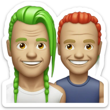 Michael “Flea” Balzary face, with neon green hair, smiling with gap front teeth, bass player for Red Hot Chili Peppers sticker