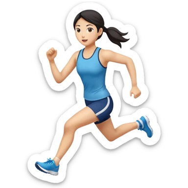 asian female running sticker