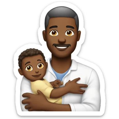 african american man holding baby oil sticker