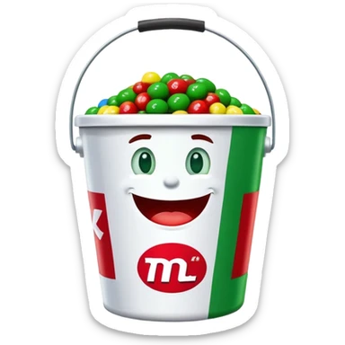 KFC bucket with a green M&M character sitting inside it sticker