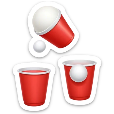 a couple red cups and 1 white ping pong balls sticker