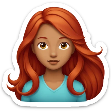 Girl with light brown skin and dark long red hair sticker