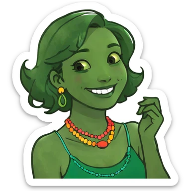 girl with hands on neck smiling  sticker