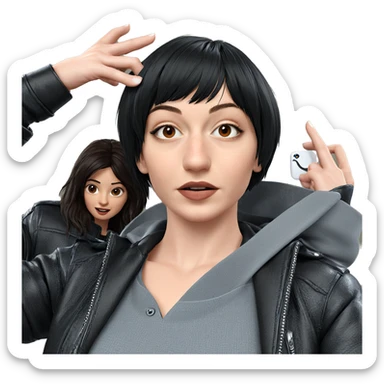 two girls in leather jackets sticker