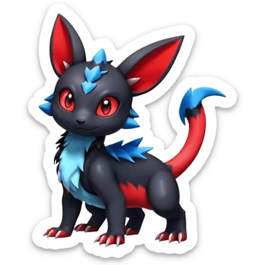 Cute Shiny Guilmon-Salandit-Umbreon-Fakémon-hybrid-creature (full body)  sticker