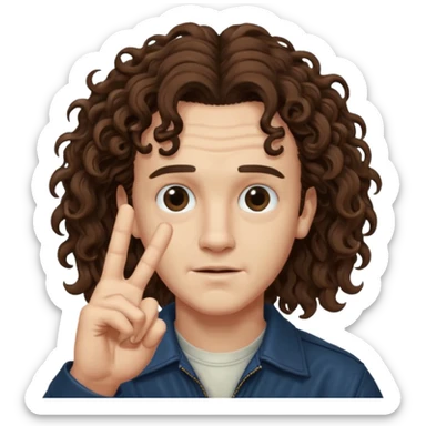 Eddie the freak from stranger things with his iconic hand sign like this 🤟 behind his head sticker