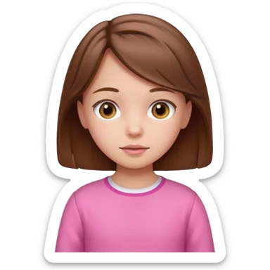 little kid girl, brown hair, pink clothes sticker