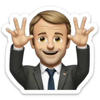 Emmanuel Macron doing Victory gesture with hands sticker