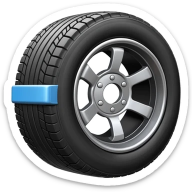 please draw me a emoji of tire - inside the manufacturing factory - getting inspected by machine not the human  sticker