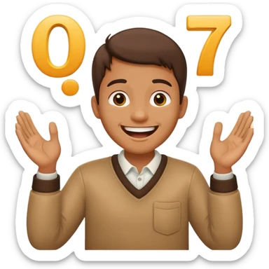 Emoji hold the word 67 in the hands and laugh sticker