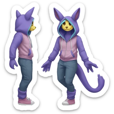Anthro Sona Fakemon with a hoodie Full Body sticker
