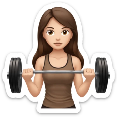 Brunette long hair lady with brown clothes lifting weights sticker