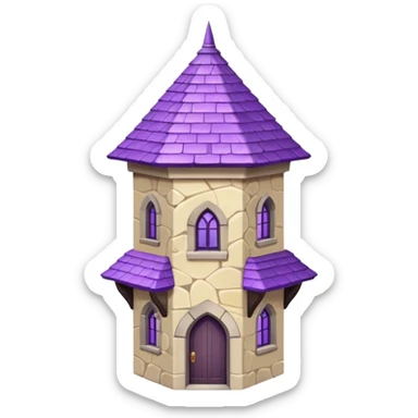 exile tower with purple roof and cream walls sticker
