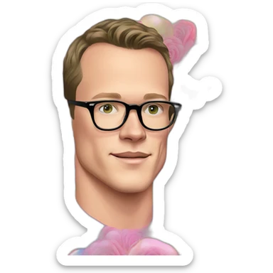 Jonathan Toews wearing glasses inside a rainbow bubble with pastel roses sticker