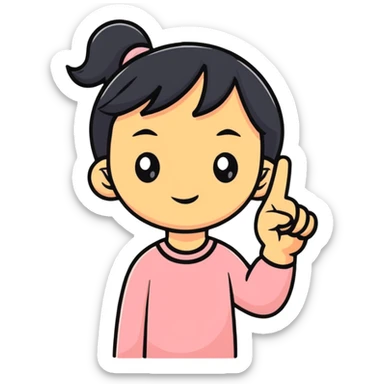A girl sticking up the middle finger sticker
