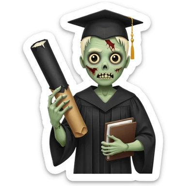 graduating zombie sticker