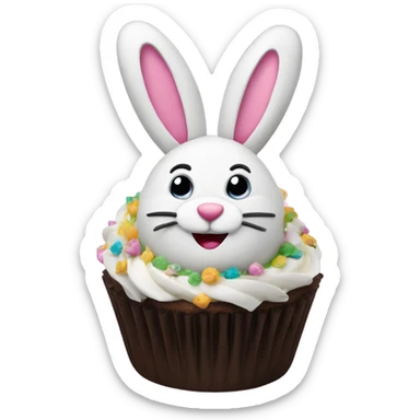 beautifully decorated Easter bunny cupcake sticker