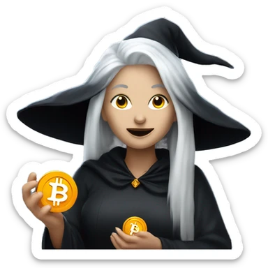Witch with bitcoin, white skin, white hair  sticker