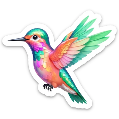 peach pink and mint humming bird, verywarm colours  sticker
