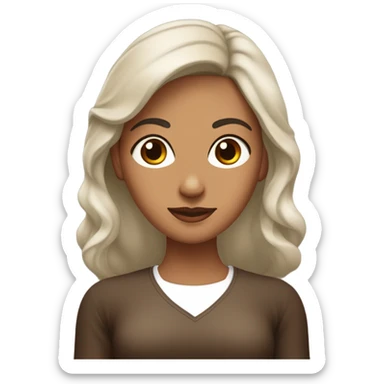Mujer morena cabello café ojos café obscuro labios grandes  sticker