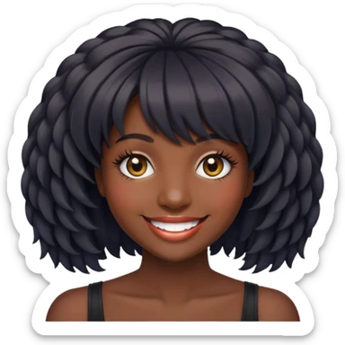 Smiley dark skin woman wig lashes sticker