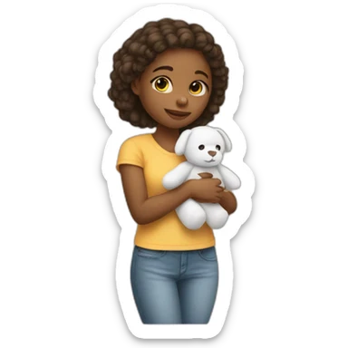 Une fille avec un doudou sticker