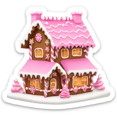 Pink festive Christmas gingerbread house  sticker