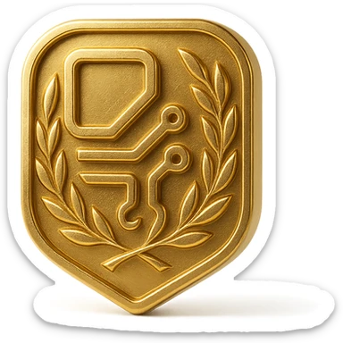 golden logo for 'Label Excellence Numérique', elegant, modern, digital or tech-inspired motif, suitable for a certification badge, no text, gold color sticker