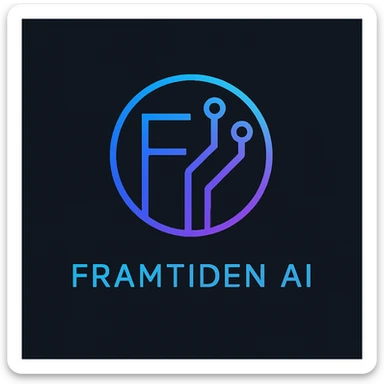 cool, sleek, modern logo for the company 'Framtiden AI', minimalist, tech-inspired, clean lines, futuristic color palette sticker