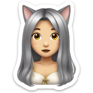 neko girl with long hair sticker