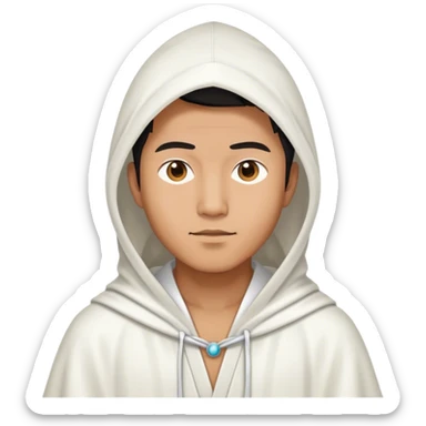 Asian dude with white pointy hood and white robe sticker