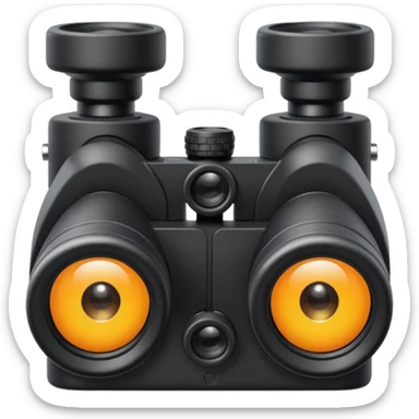 black binoculars with large lenses make lenses point out straight sticker