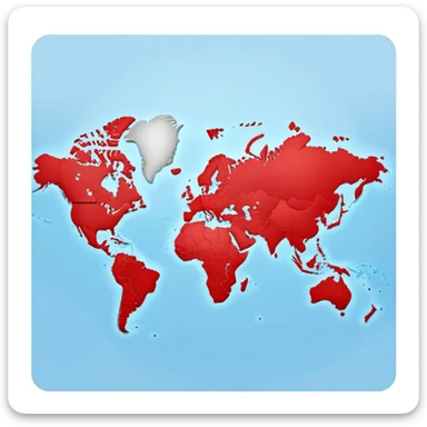 world map with a red travel route line showing a journey across continents sticker