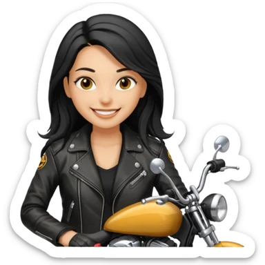 biker girl black long hair  sticker